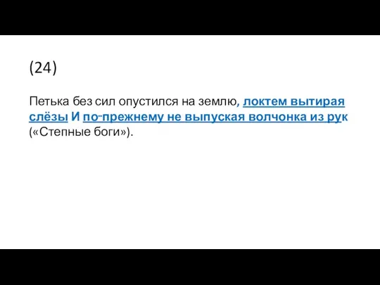 (24) Петька без сил опустился на землю, локтем вытирая слёзы