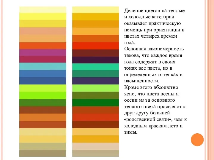 Деление цветов на теплые и холодные категории оказывает практическую помощь