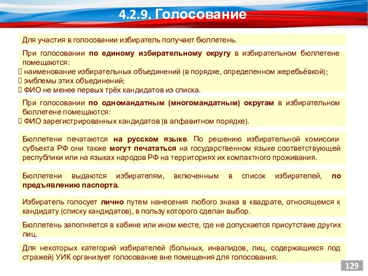 Для участия в голосовании избиратель получает бюллетень. При голосовании по