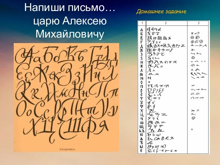 Напиши письмо… царю Алексею Михайловичу Домашнее задание