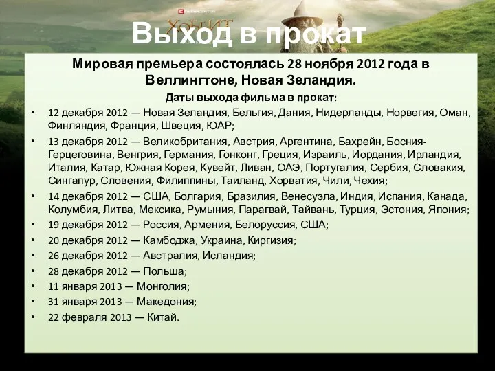 Выход в прокат Мировая премьера состоялась 28 ноября 2012 года