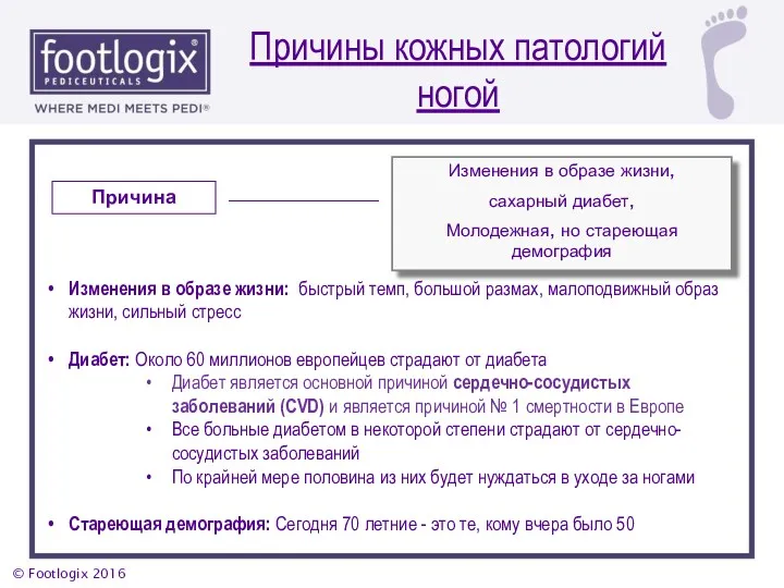 Причины кожных патологий ногой Изменения в образе жизни, сахарный диабет,