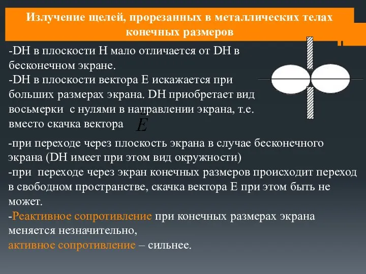 Излучение щелей, прорезанных в металлических телах конечных размеров -DН в