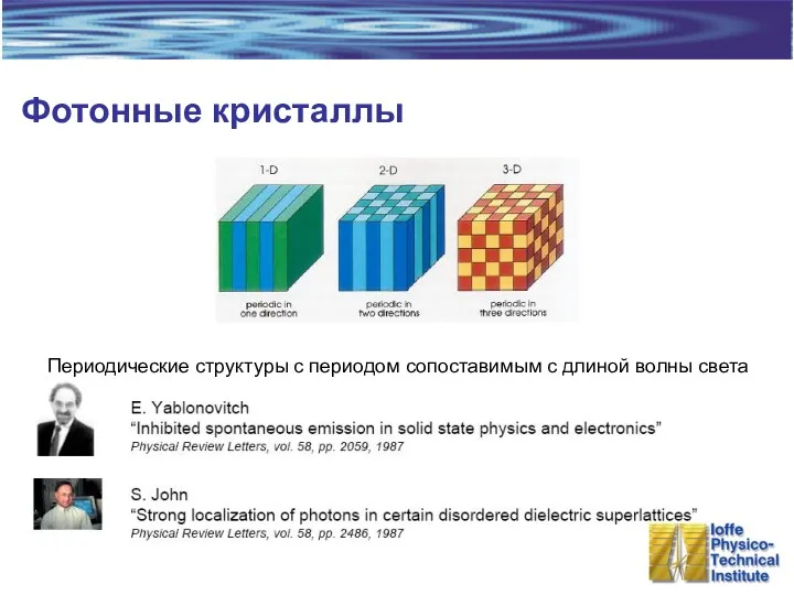 Фотонные кристаллы Периодические структуры с периодом сопоставимым с длиной волны света