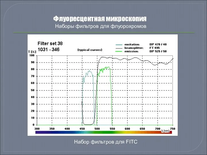 Флуоресцентная микроскопия Наборы фильтров для флуорохромов Набор фильтров для FITC