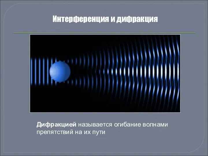 Интерференция и дифракция Дифракцией называется огибание волнами препятствий на их пути