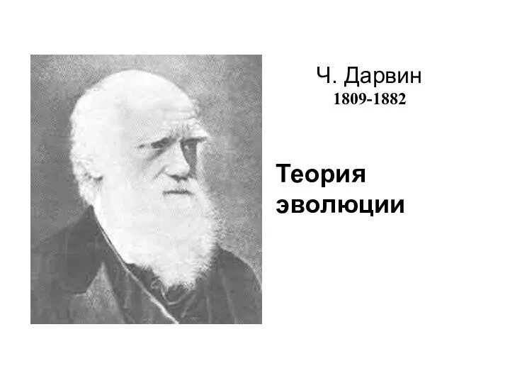 Ч. Дарвин 1809-1882 Теория эволюции