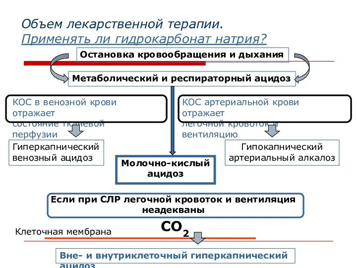 Объем лекарственной терапии. Применять ли гидрокарбонат натрия? Остановка кровообращения и