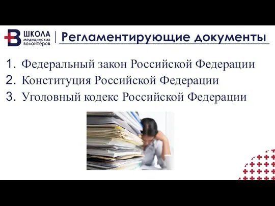 Регламентирующие документы Федеральный закон Российской Федерации Конституция Российской Федерации Уголовный кодекс Российской Федерации