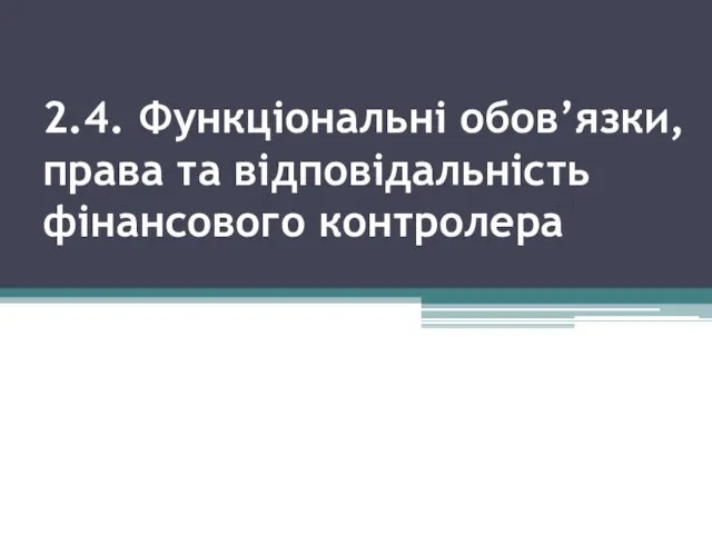 2.4. Функціональні обов’язки, права та відповідальність фінансового контролера