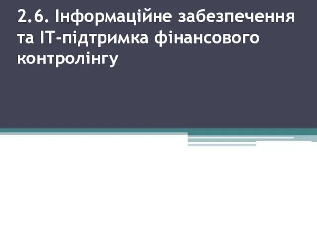 2.6. Інформаційне забезпечення та ІТ-підтримка фінансового контролінгу