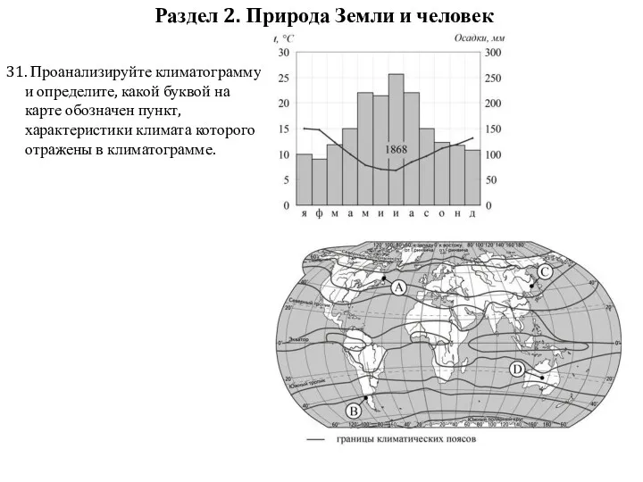 Раздел 2. Природа Земли и человек 31. Проанализируйте климатограмму и