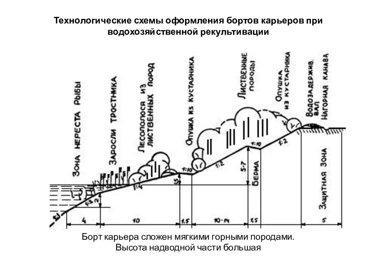 Технологические схемы оформления бортов карьеров при водохозяйственной рекультивации Борт карьера