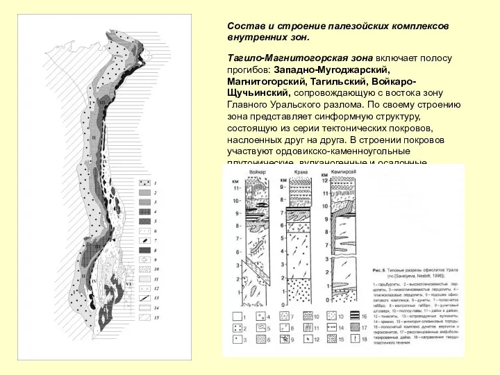 Состав и строение палезойских комплексов внутренних зон. Тагило-Магнитогорская зона включает