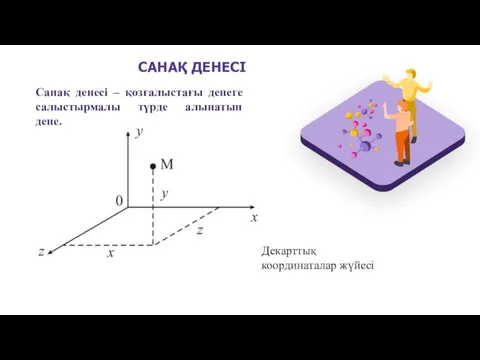 Санақ денесі – қозғалыстағы денеге салыстырмалы түрде алынатын дене. Декарттық координаталар жүйесі САНАҚ ДЕНЕСІ