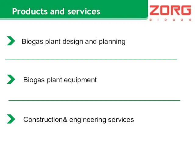 Products and services Biogas plant design and planning Biogas plant equipment Construction& engineering services