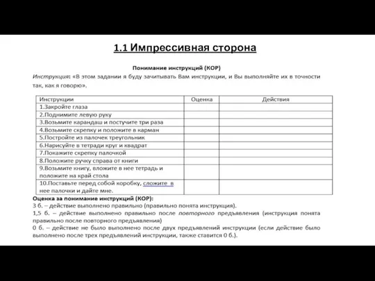 1.1 Импрессивная сторона речи