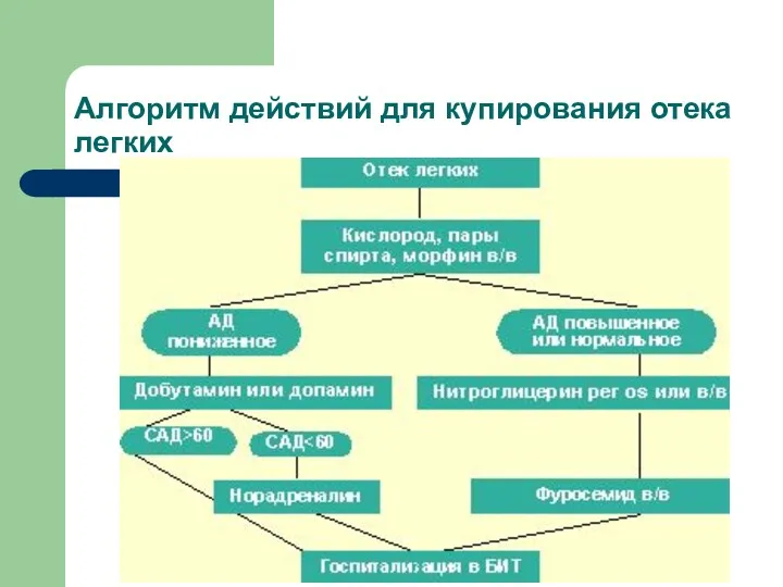 Алгоритм действий для купирования отека легких