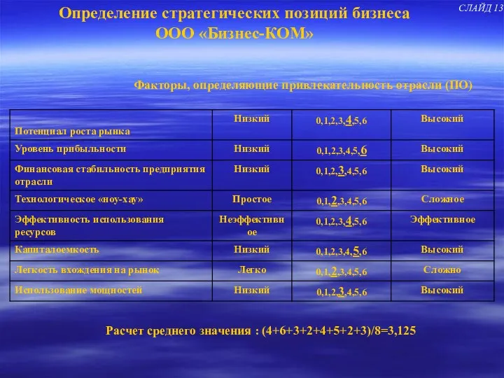 Определение стратегических позиций бизнеса ООО «Бизнес-КОМ» Факторы, определяющие привлекательность отрасли