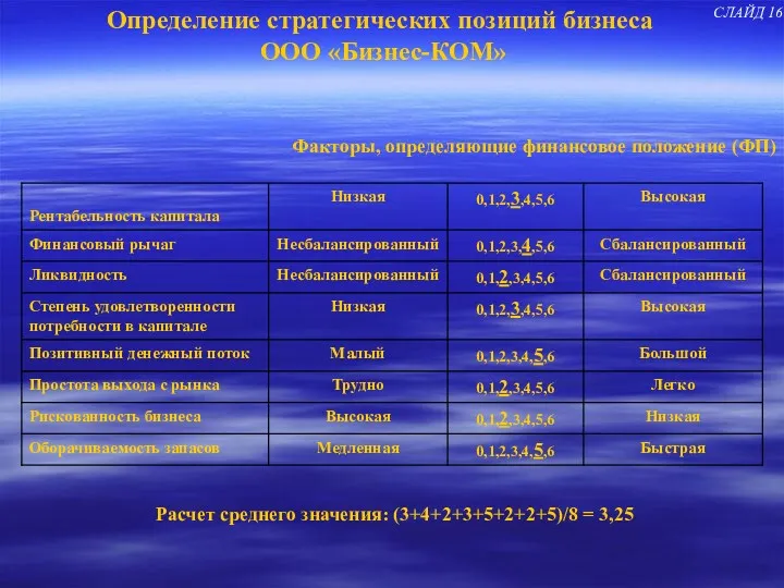 Определение стратегических позиций бизнеса ООО «Бизнес-КОМ» Факторы, определяющие финансовое положение