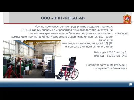 ООО «НПП «ИНКАР-М» г.Королев Научно-производственное предприятие создано в 1995 году.