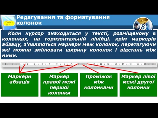 Редагування та форматування колонок Розділ 3 § 3.1 Коли курсор