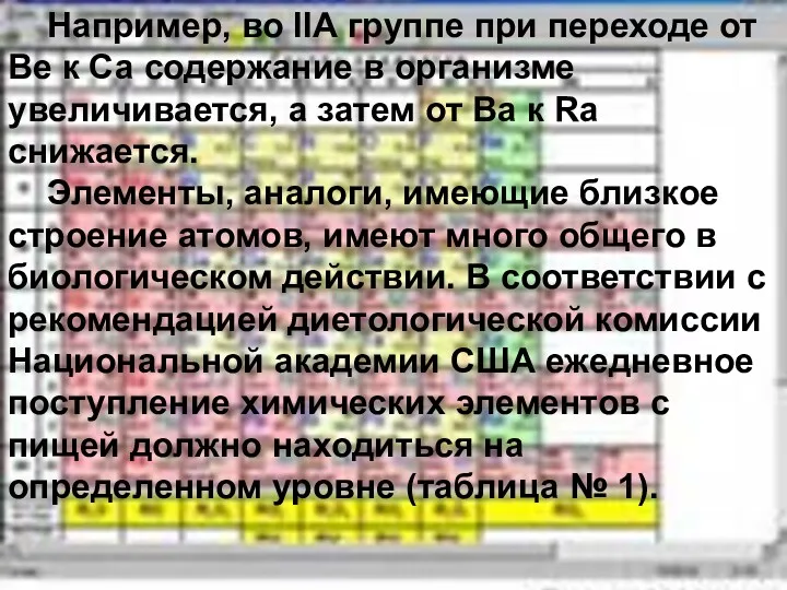 Например, во IIА группе при переходе от Be к Са