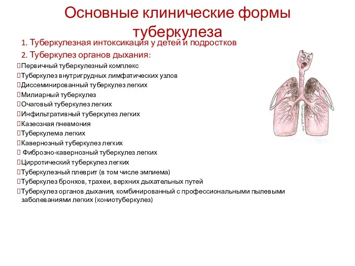 Основные клинические формы туберкулеза 1. Туберкулезная интоксикация у детей и