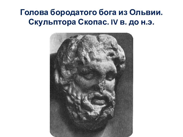 Голова бородатого бога из Ольвии. Скульптора Скопас. IV в. до н.э.