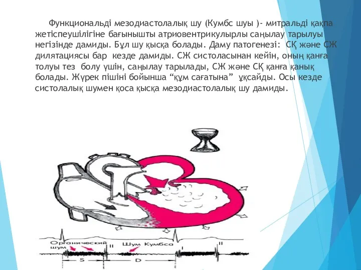 Функциональді мезодиастолалық шу (Кумбс шуы )- митральді қақпа жетіспеушілігіне бағынышты