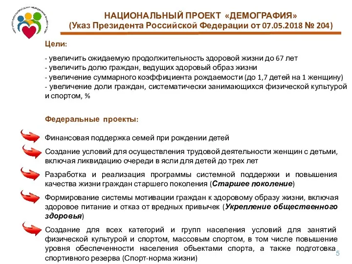 Цели: - увеличить ожидаемую продолжительность здоровой жизни до 67 лет