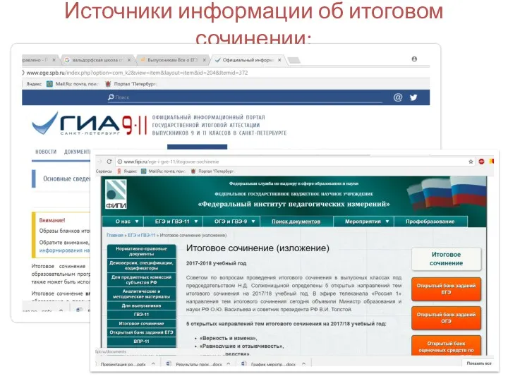 Источники информации об итоговом сочинении: