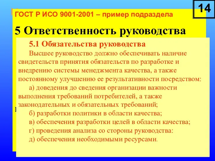 Модель процессов менеджмента качества: ГОСТ Р ИСО 9001-2001 – пример