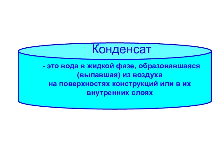 Конденсат - это вода в жидкой фазе, образовавшаяся (выпавшая) из