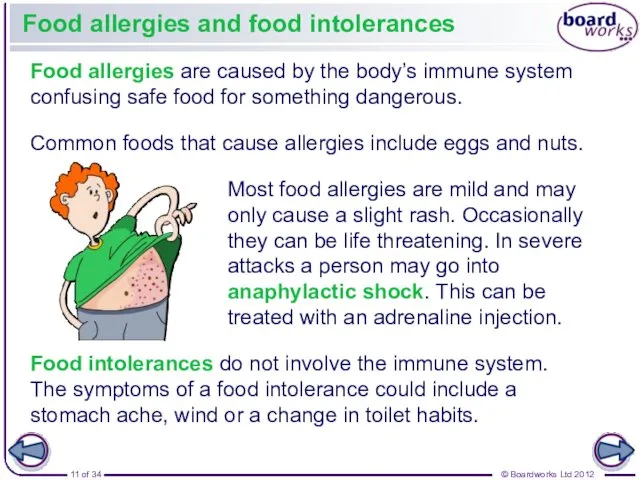 Food allergies and food intolerances Food allergies are caused by