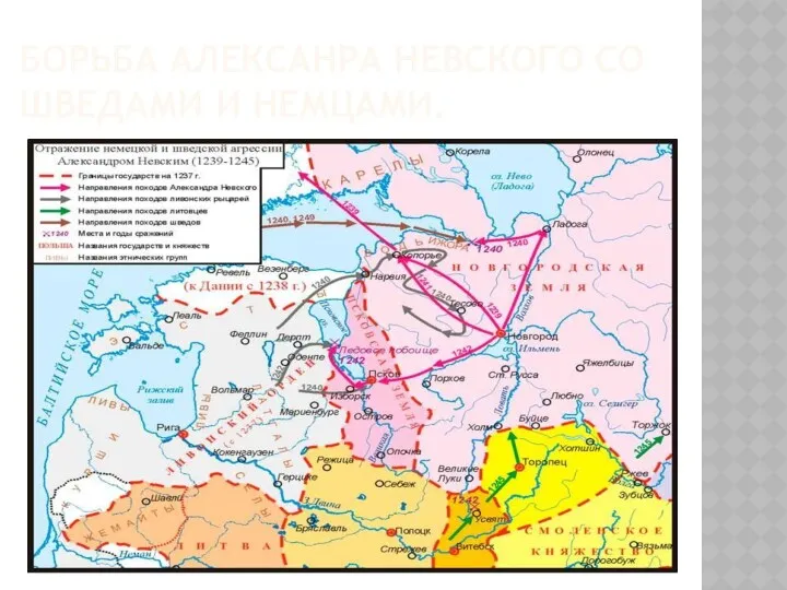 БОРЬБА АЛЕКСАНРА НЕВСКОГО СО ШВЕДАМИ И НЕМЦАМИ.