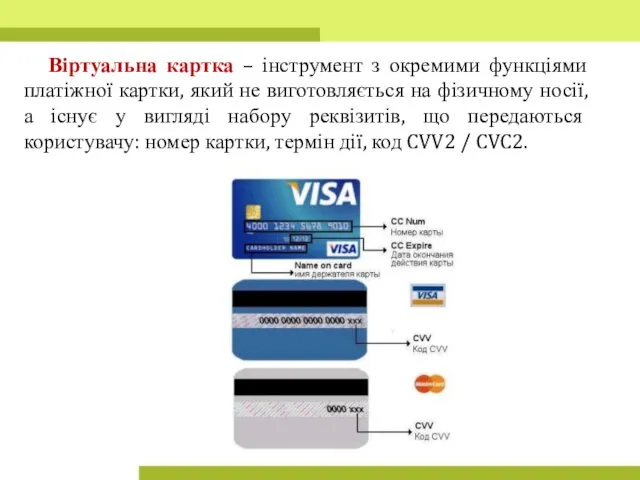 Віртуальна картка – інструмент з окремими функціями платіжної картки, який