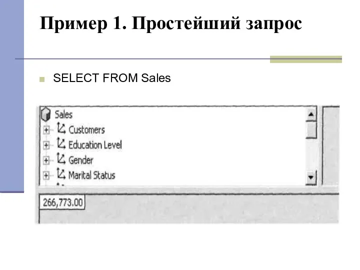 Пример 1. Простейший запрос SELECT FROM Sales