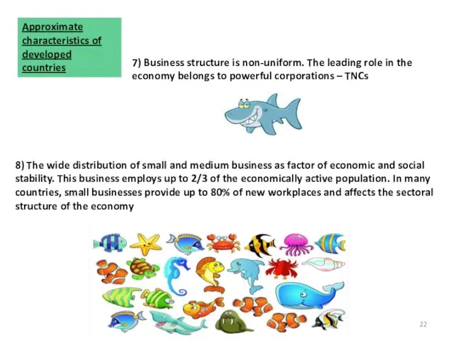 7) Business structure is non-uniform. The leading role in the economy belongs to