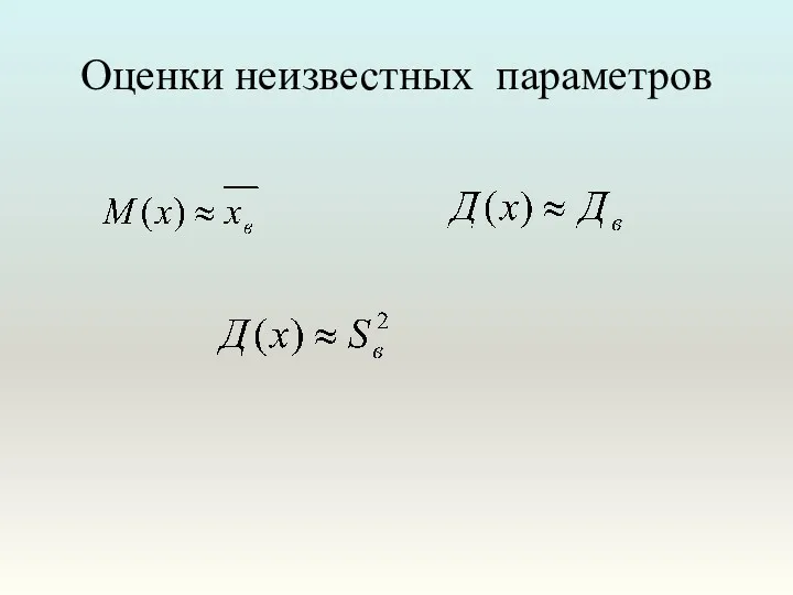 Оценки неизвестных параметров