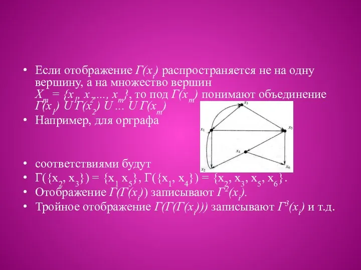 Если отображение Г(хi) распространяется не на одну вершину, а на