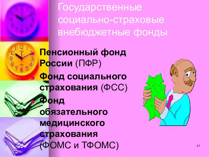 * Государственные социально-страховые внебюджетные фонды Пенсионный фонд России (ПФР) Фонд