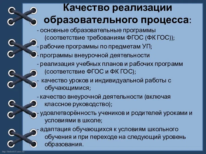 Качество реализации образовательного процесса: - основные образовательные программы (соответствие требованиям