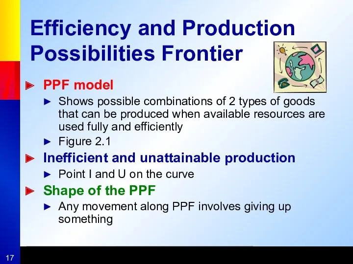 Efficiency and Production Possibilities Frontier PPF model Shows possible combinations