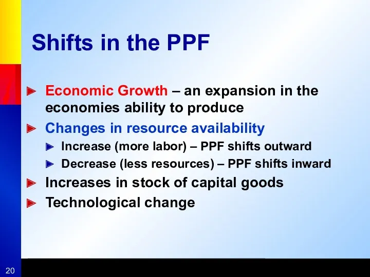 Shifts in the PPF Economic Growth – an expansion in