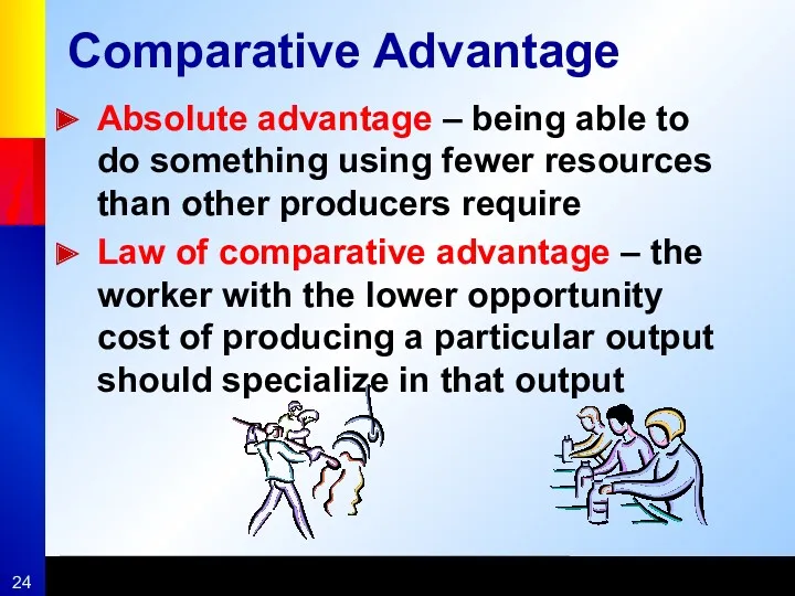 Comparative Advantage Absolute advantage – being able to do something