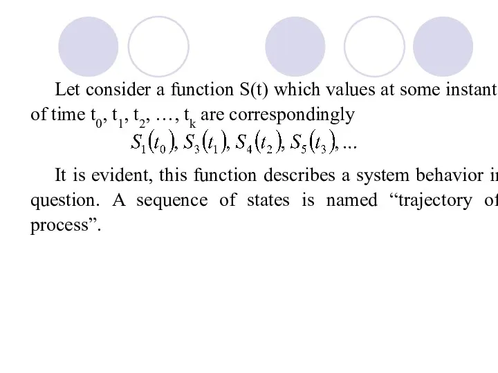 Let consider a function S(t) which values at some instants