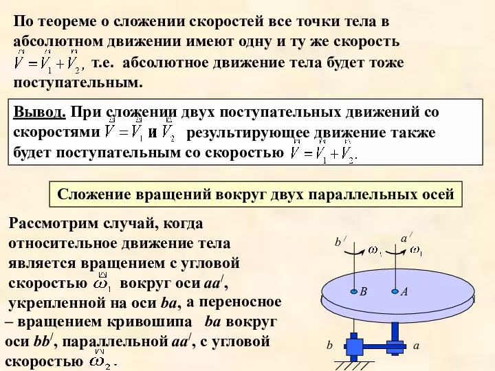 Рассмотрим случай, когда относительное движение тела является вращением с угловой