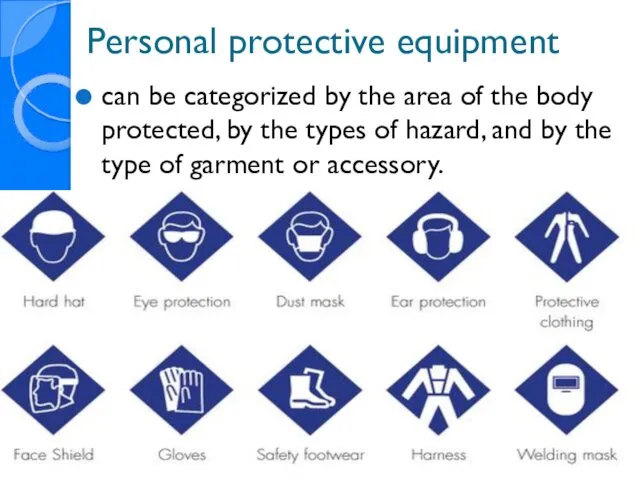 Personal protective equipment can be categorized by the area of