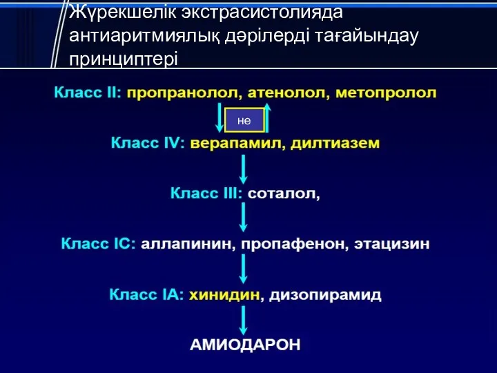 Жүрекшелік экстрасистолияда антиаритмиялық дәрілерді тағайындау принциптері не